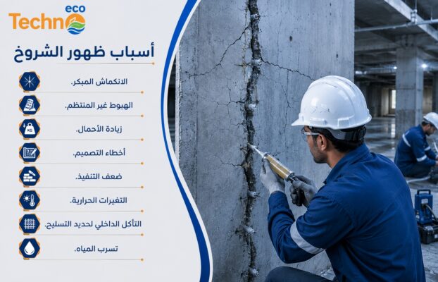 إصلاح الشروخ الخرسانية: الأنواع والأسباب وأفضل طرق العلاج